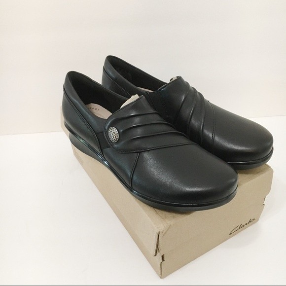 Clarks Womens Hope Roxanne Black Leather Slip On Comfort Loafers Shoes 6 NEW - Picture 11 of 11